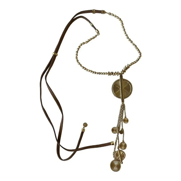 Marlyn Schiff Gold Mixed Media Boho Necklace - Picture 1 of 4
